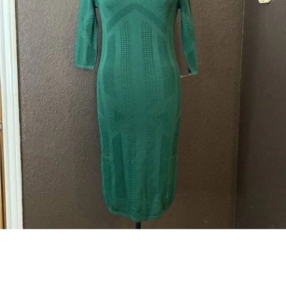 Catherine Malandrino green knit dress size petite cotton lining - Picture 8 of 11